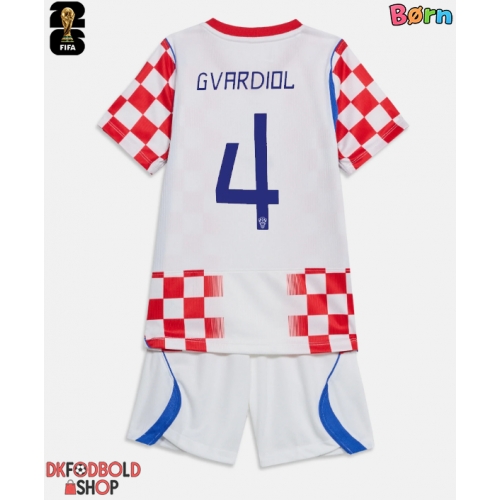 Kroatien Josko Gvardiol #4 Hjemmebanesæt Børn VM 2026 Kort ærmer (+ korte bukser)